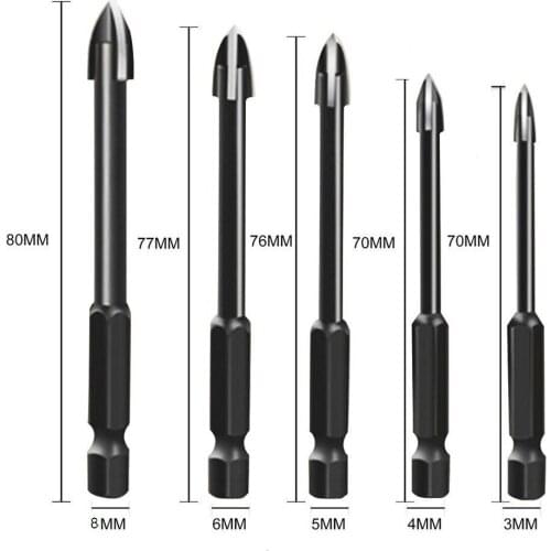 5Pcs Multifunctional Triangle Drill Bit Cemented Carbide Glass Ceramic Tile Plastic Wood Hole Opener Universal Drilling Tools