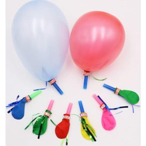 50 Pcs/pack Colorful Golden Wire Whistle Balloon Blow The Dragon Balloon Party Decoration Supplies Children Toys Party Favors