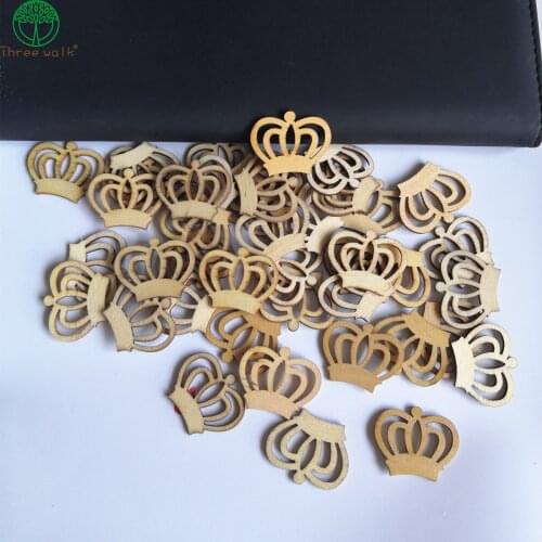 30pcs 30mm Crown Wooden Chips Beads for Embellishments Scrapbooking Wedding Party Home Decorative Accessories
