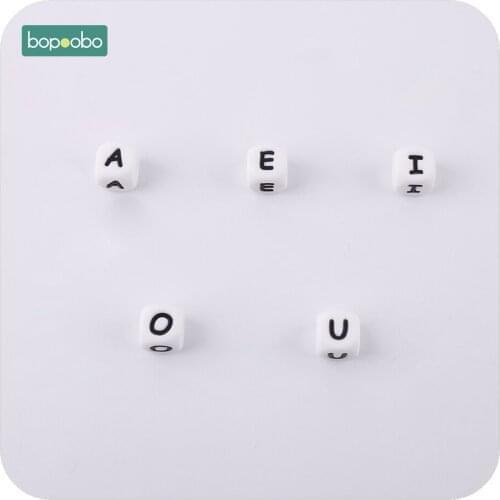 Bopoobo Baby Silicone Letter Beads 10pcs Diy Baby Name Personalized Teething Necklace Food Grade Silicone Teether BPA Free Beads