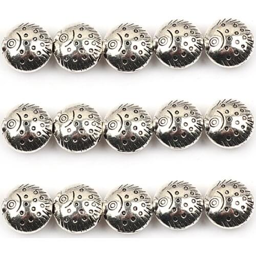 12mm Fat Fish Shape Antique Silver Color Metal Beads Loose Spacer Beads For Jewelry Making DIY Charm Bracelets