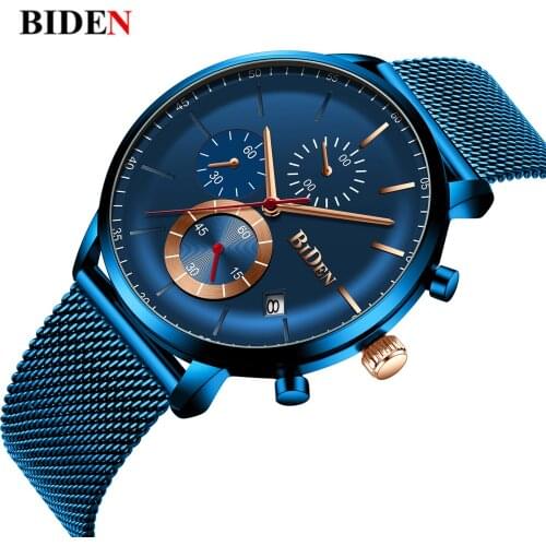 BIDEN Watches Mens Sport Waterproof Top Brand Luxury Date Week Display Chronograph Men Military Wrist Watch Reloj Hombre