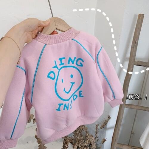 Childrens Velvet Baseball Jacket Winter New Korean Style Girls Padded Long-sleeved Jacket Boys Warm Jacket Coat Toddler Outwear
