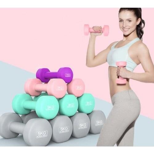 3KG*2PCS Iron Lifting Dumbbell Rubber Cover Dumbbell Aerobics Fitness Equipment