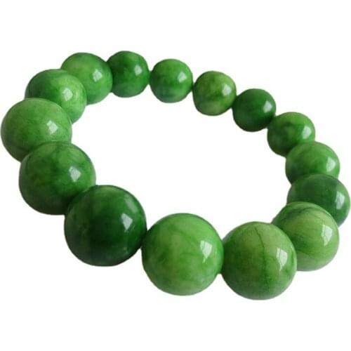 Emerald Jade Bracelet Women Mens Genuine Jades Stone Beads Elastic Beaded Jadeite Bracelets Natural Jade Bangle Jewellery
