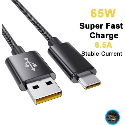 6.5A SUPERVOOC Fast Charging Braided Type-C Data Cable For OPPO Find X2 Pro Reno 4 Ace Realme OnePlus Nord 8 Pro 8T 7 Pro 7T 65W