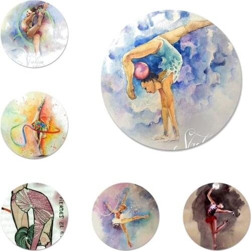 Painting Girl Sport Gymnastic Icons Pins Badge Decoration Brooches Metal Badges For Backpack Decoration