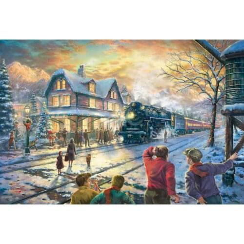 All Aboard For Christmas Thomas Kinkade HD Canvas Print Home Decoration Living Room Bedroom Wall Pictures Art Painting