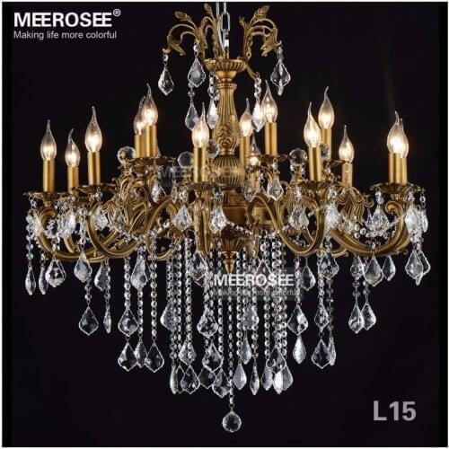 Classic Crystal Chandelier Lighting luminaria Bronze Fixture Brass Finish Crystal Lustre Cristal Lamp Villa Cristal Lighting
