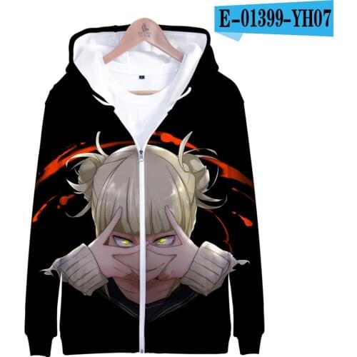 Cool Creative My Hero Academia 3D Zipper Hoodies Kids Jacket Men/Boys Oversize Hooded Himiko Toga Jackets Cosplay Costume
