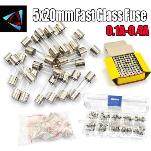 5x20mm Fast Glass Fuse Kit In Package 0.1A 0.25A 0.3A 0.5A 0.2A 0.63A 0.4A /250V 5*20 Insurance Tube Package
