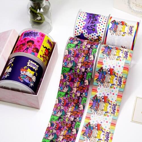 5yards Printed Grosgrain Ribbon For Crafts DIY Hair Bows Birthday Decoration40125