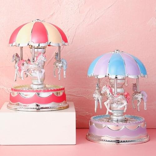 Creative Carousel Music Box Glitter Horse Clockwork Music Boxes Ornaments, Household Decoration Christmas Wedding Birthday Gifts