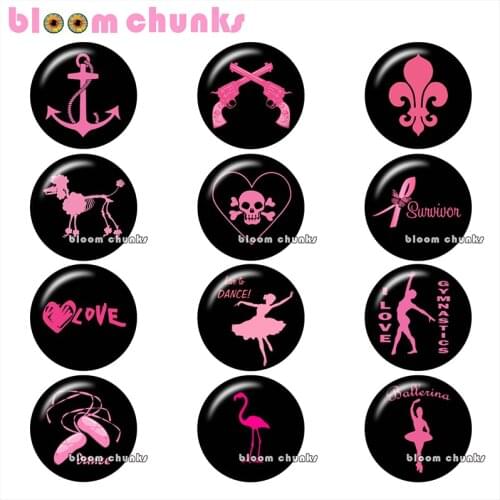 Skull dog gun anchor love dance Round photo glass cabochon demo flat back Making findings 12mm/18mm/20mm/25mm A9126