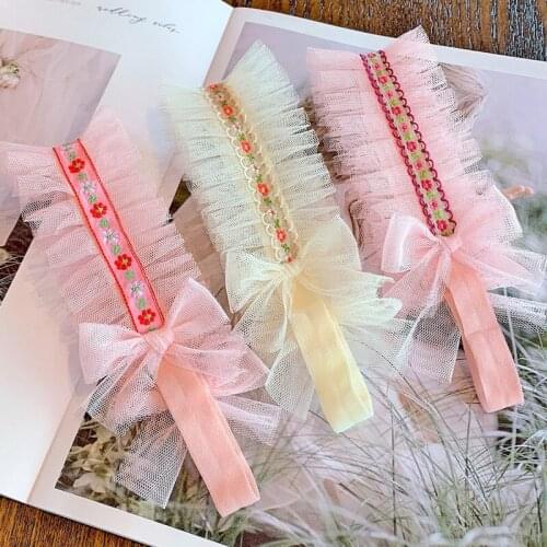 Lace Baby Girl Headband Nylon Hair Accessories For Kids Embroidery Hairband Traceless Infant Headbands Newborn Photo Props