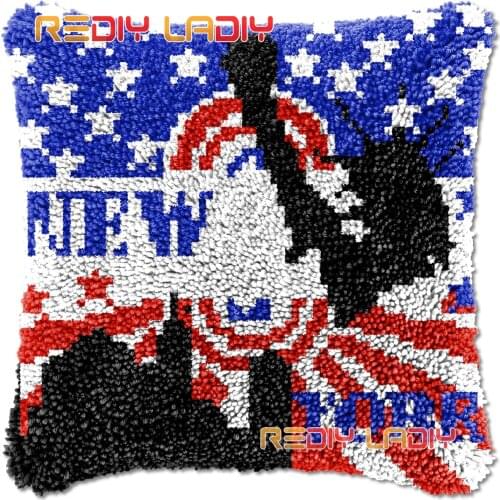 Latch Hook Cushion Cover New York Needlepoint Kits Chunky Acrylic Yarn Crocheting Pillow Case Arts & Crafts