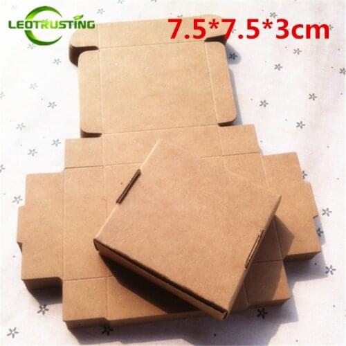 Leotrusting 50pcs 7.5*7.5*3cm Brown Kraft Paper Box Natural Kraft Paper Gift Packaging Box Handmade Party Paper Cardboard Boxes