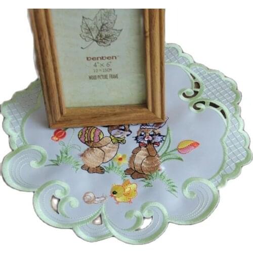 30CM Hot Embroidery Table place Mat Lace Placemat coffee cloth Doily Cup tea dining Coaster mug Easter party drink Pad kitchen