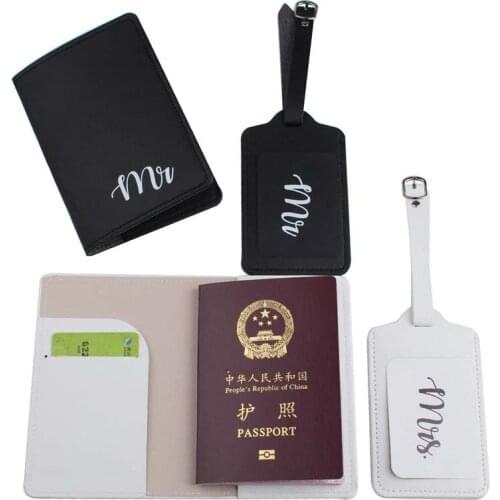 Mr&Mrs Couple Passport Cover Luggage tags Card Case Women Men Travel Credit Card Holder Travel ID&Document Passport Holder