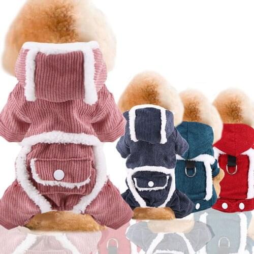 New Pet Dog Clothes Stripe Plus Velvet Sweater, Warm Two-legged/Four-legged Pet Clothes, Outdoor Sports Small Medium-sized Dogs