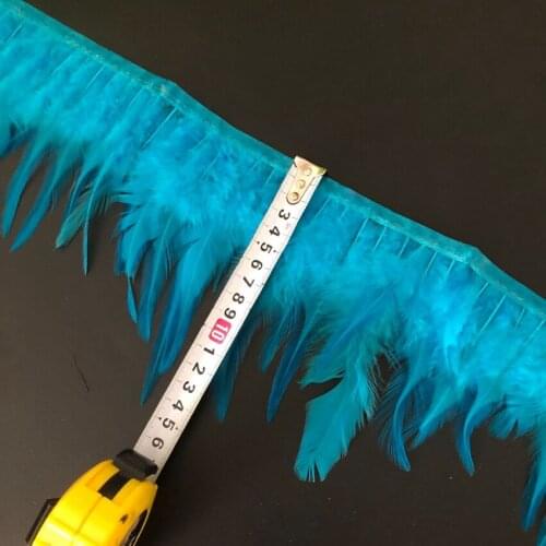 2020 New 10Yard Turquoise Blue Dyed Natural Feather Lace 8-13CM Height Chicken Feathers Trim For Clothes Sewing Party Decoration