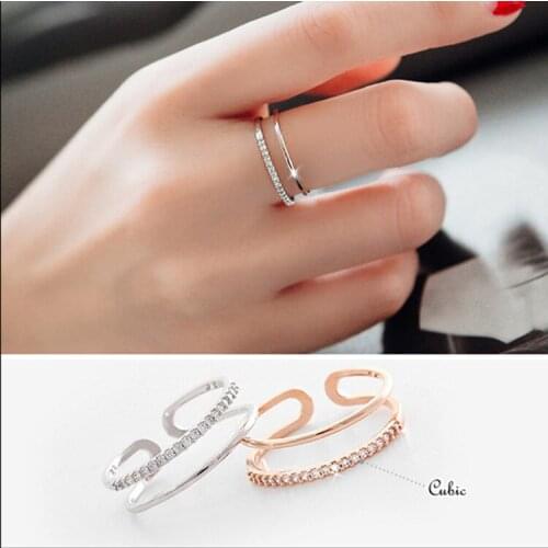 Punk Silver Color Layer Chains Crystal Rings For Women Men Antique Finger Ring Christmas Gifts Jewelry 2021