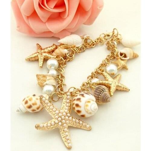 Beach Bracelet Cute Adjustable Gold Plated Ocean Multi-style Chain Beach Bracelet