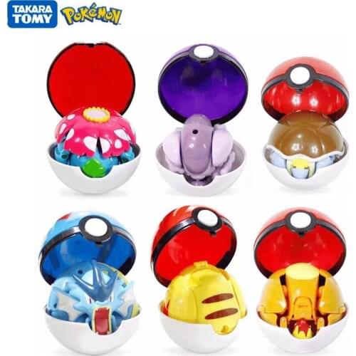 6 Styles Genuine Pokemon Monster Pokeball Deformation Pikachu Blastoise Gyarados Anime Figure Toy Movable Doll Model Kids Gift