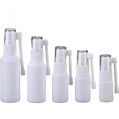 50pcs 10ml 15ml 20ml 30ml 50ml 60ML 100ML White Plastic PE Empty Fine Mist Atomizer Rotating Oral Nose Nasal Spray Bottle