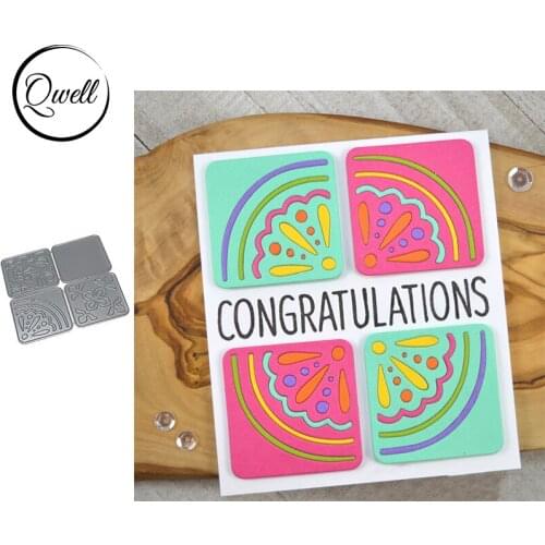 QWELL 4 Grid Leaves Arched Pattern Metal Cutting Dies DIY Scrapbooking Album Craft Cards Making Template 2020