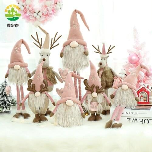 Pink Christmas Faceless Forester Dolls with Christmas Decorations christmas elf doll christmas gift