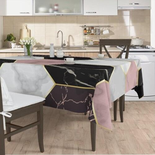 Table cloth living room kitchen cover grey pink white marble patterned micro fabric cover with runner pattern Free Shipping