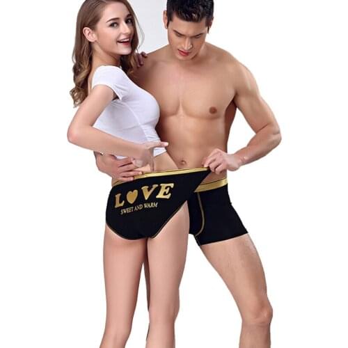 New 2Pcs Cotton Cartoon Couple Underpants Waist Flat Angle Male Youth Panties Lovely Female Briefs Fashion Couple Underwear Hot