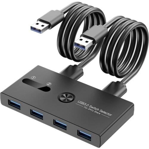 USB 3.0 Switch 2 in 4 Out KVM Docking Station Printer Sharing Device Monitor Adapter KVM Converter