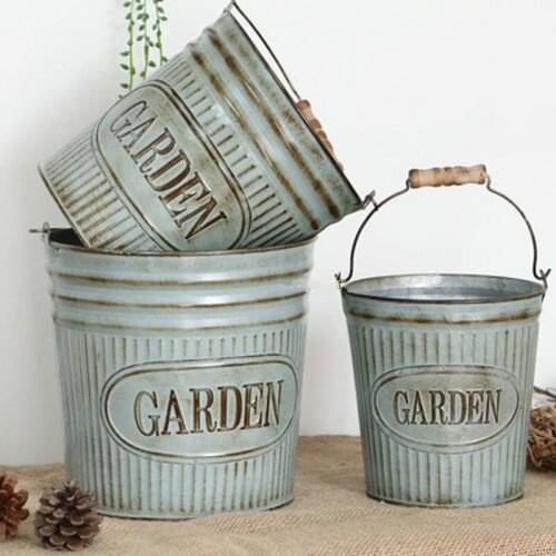 Wrought Iron Creative Retro Old American Modern Metal Desktop Vase Garden Home Decoration Fashion Wrought Iron Flower Bucket