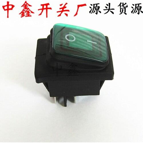 Waterproof ship type switch KCD2 KCD4 2 file 4 foot green light four foot rocker switch large silver contact copper foot