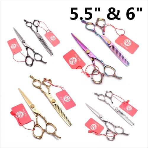 Y9211 5.5“ 6” Professional Hairdressing Scissors Barber Cutting Thinning Scissors Hairdresser Set Pattern Carving Handle