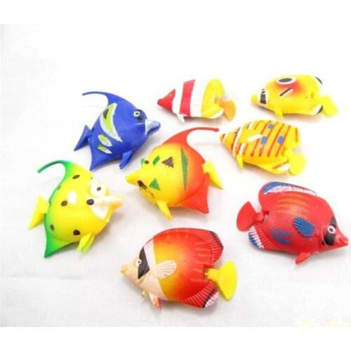 10pcs Aquarium Artificial Plastic Fish Colorful Tropical Fishes Ornaments Floating Fish Decor for Aquarium