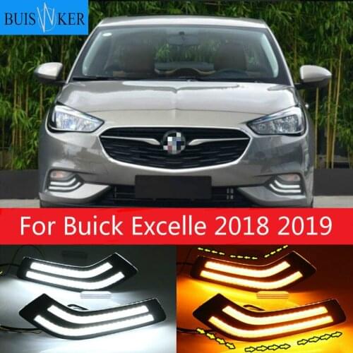 2pcs For Buick Excelle 2018 2019 White yellow blue Front Fog Lamp Day Light LED DRL daytime running light
