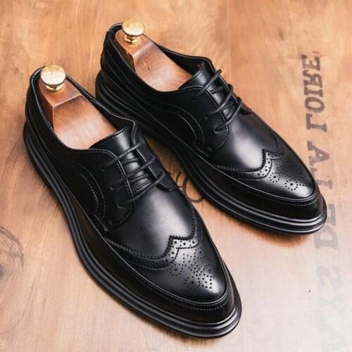 2021New High Quality Men Oxfords Shoes Male Formal Leather Shoes Men Brogues Shoes Bullock Business Wedding Dress Shoes 85 587