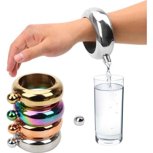 3.5oz Bracelet Hip Flask Round Portable Bangle Wine Bottle Whiskey Vodka Alcohol Drinkware Stainless Steel Chic Camping Flagons