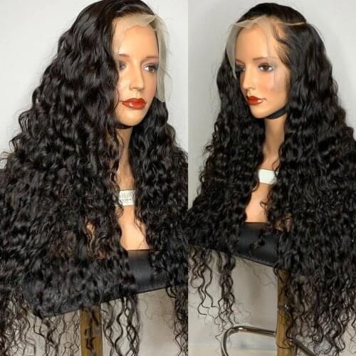30 32 34 40 inch Glueless Brazilian Water Wave Curly 13x4 Lace Front Wigs Deep Wave Human Hair Long Frontal Wig Black Women 200