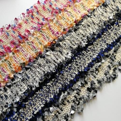 5yards tweed webbing 3cm wide Rose Blue Grey Navy classic ribbon with sequins in vintage style accessory