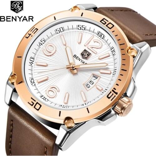 Benyar Design 2021 New Couple Watch Top Brand Men Quartz Watch Luxury Leather Waterproof Exercise Clock Mens Relogio Masculino