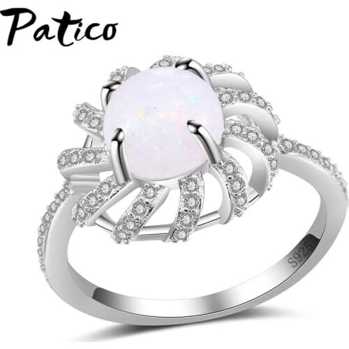 Big Sale Cheap White Opal Rings Factory Large 925 Sterling Silver Fashion Vintage Jewelry Supplier Butterfly Opal Ring