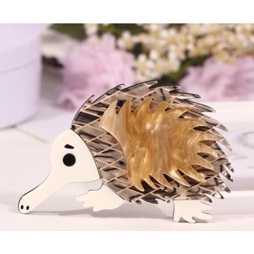 FARLENA Resin Hedgehog Brooch Acrylic Handmade Vivid Animal Brooches For Women Men Large Pins Jewelry