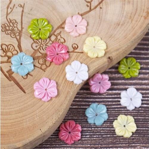 New creative 12mm Imitation shell flower resin beads for diy Hairpin jewelry findings accessories hair material 50pcs/lot