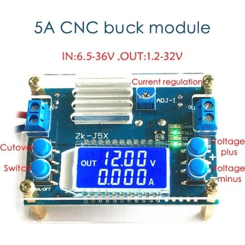 CC CV DC 6.5-36V to 1.2-32V 5A 75W Step Down Buck Converter Power Supply Module Voltage Regulator Transformer with Case Heatsink