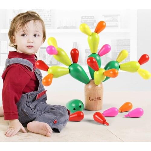 Wooden Cactus Building Toy Set Building Blocks Playset for Kids Girl Boy Educational Toys DIY Creative Wooden toy for Kids