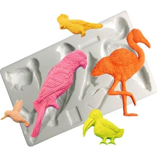 Flamingo/Parrot Fondant Cake Silicone Mould Chocolate Biscuits Molds Pastry Candy Cooking Baking Cake Wedding Decorating Tools